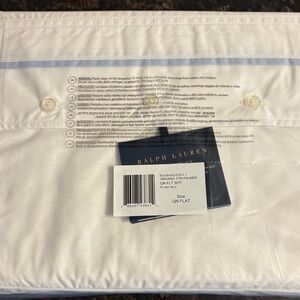 New Ralph Lauren Organic Cotton Percale Palmer Queen Flat Sheet Pale Sky Blue